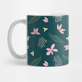 leaves, twigs and pink flowers Mug